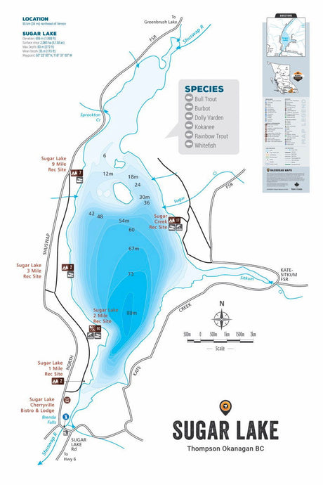 FTOBC191 Sugar Lake - Wall Map - Backroad Maps