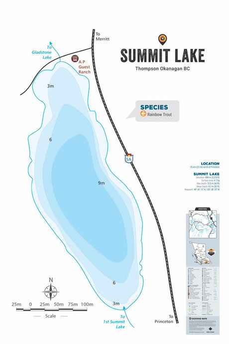 FTOBC193 Summit Lake - Princeton - Wall Map - Backroad Maps