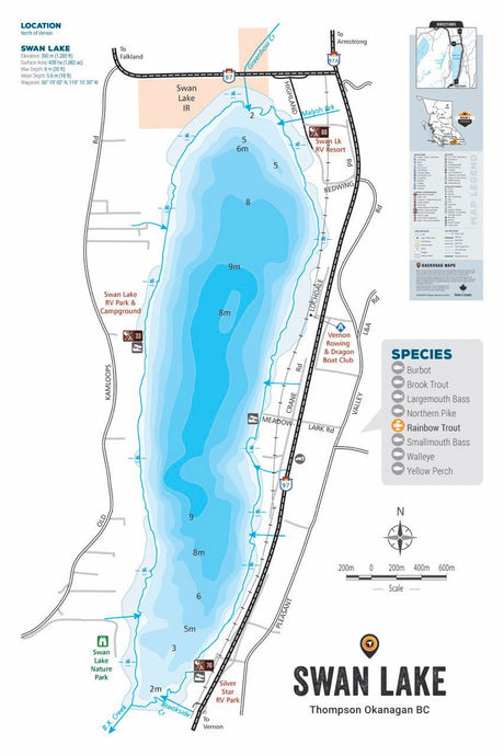 FTOBC194 Swan Lake - Wall Map - Backroad Maps