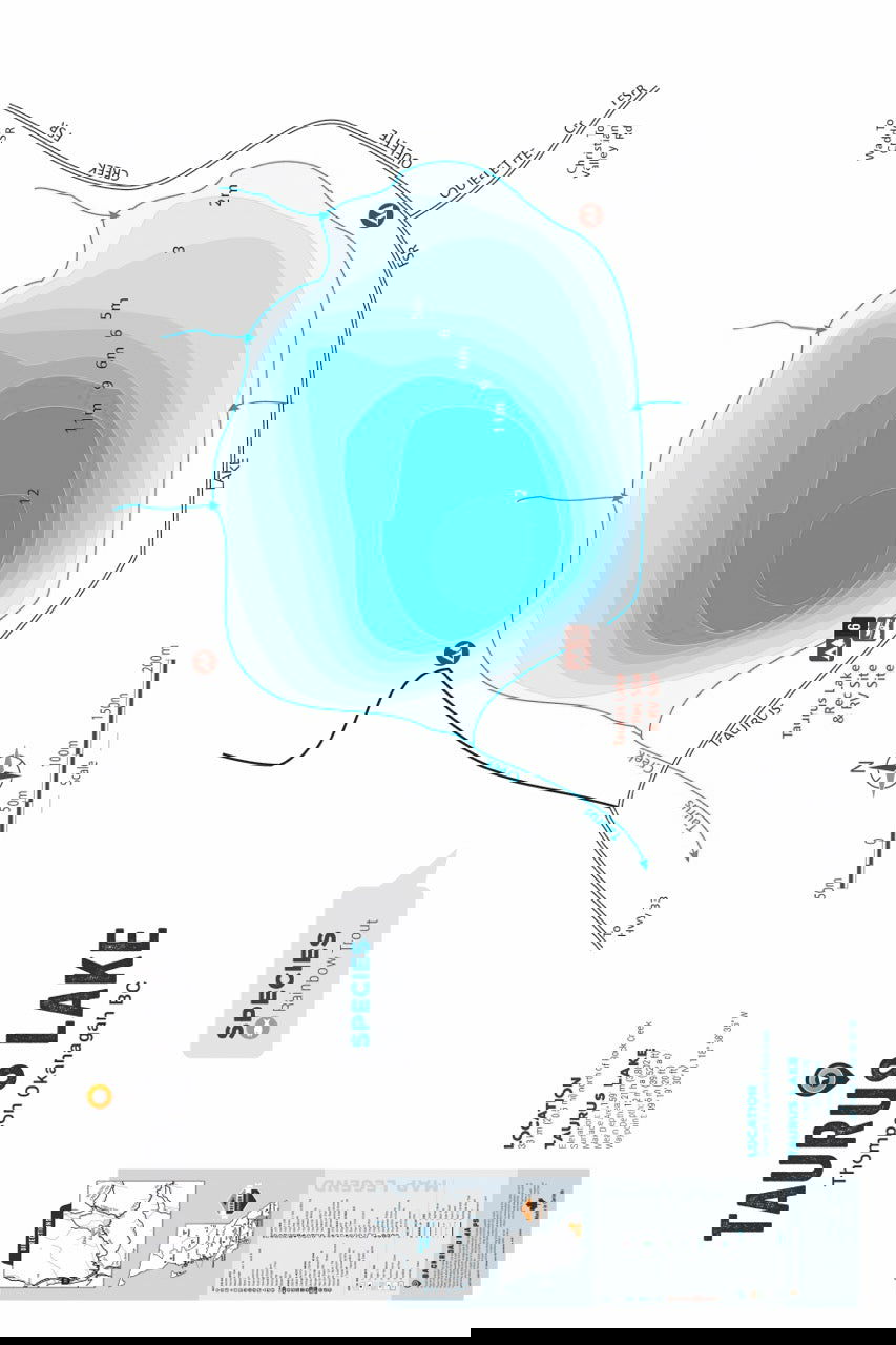 FTOBC195 Taurus Lake - Wall Map - Backroad Maps