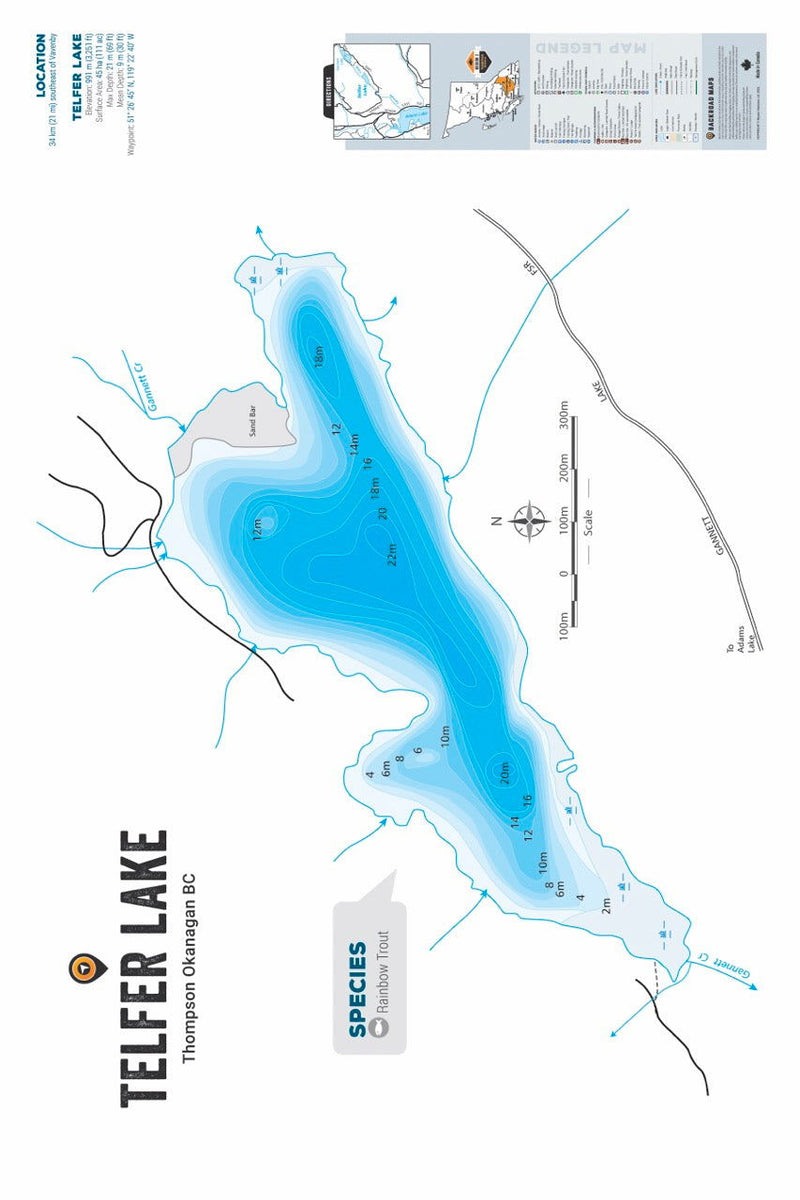 FTOBC196 Telfer Lake - Wall Map – Backroad Maps