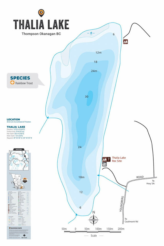 FTOBC197 Thalia Lake - Wall Map - Backroad Maps