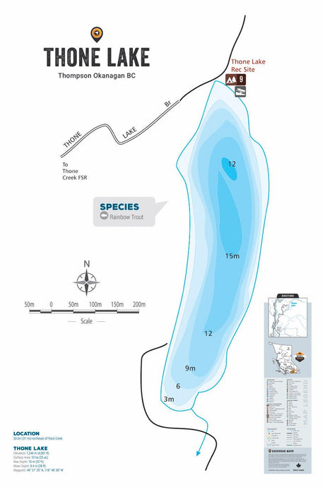 FTOBC200 Thone Lake - Wall Map - Backroad Maps