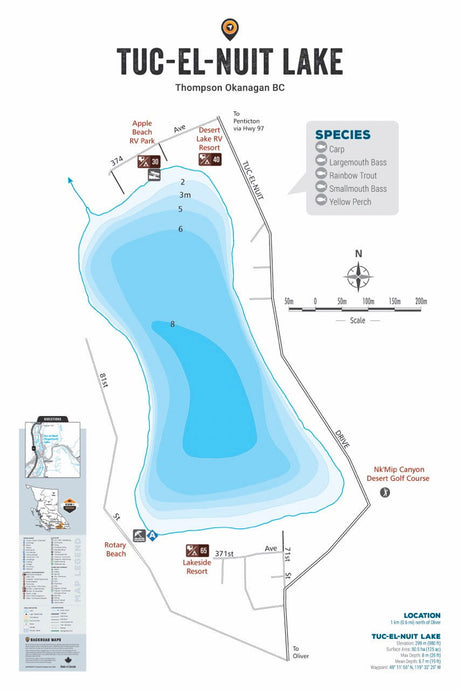 FTOBC202 Tuc-el-Nuit Lake - Wall Map - Backroad Maps