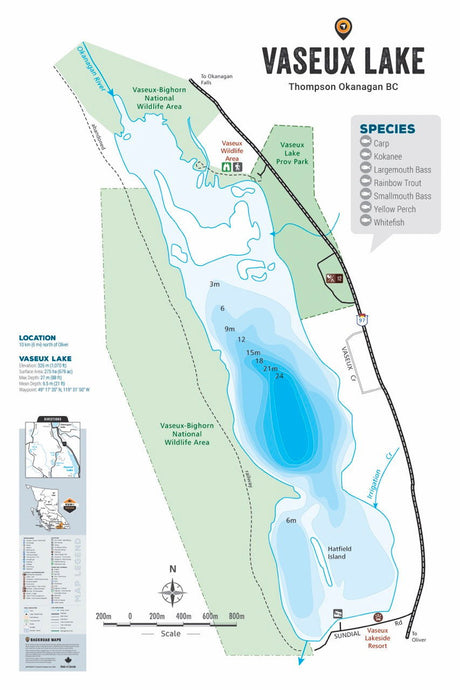 FTOBC206 Vaseux Lake - Wall Map - Backroad Maps