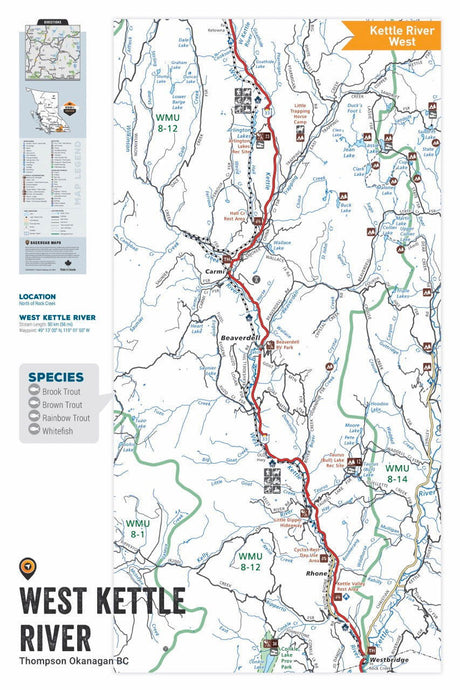 FTOBC208 West Kettle River - Wall Map - Backroad Maps