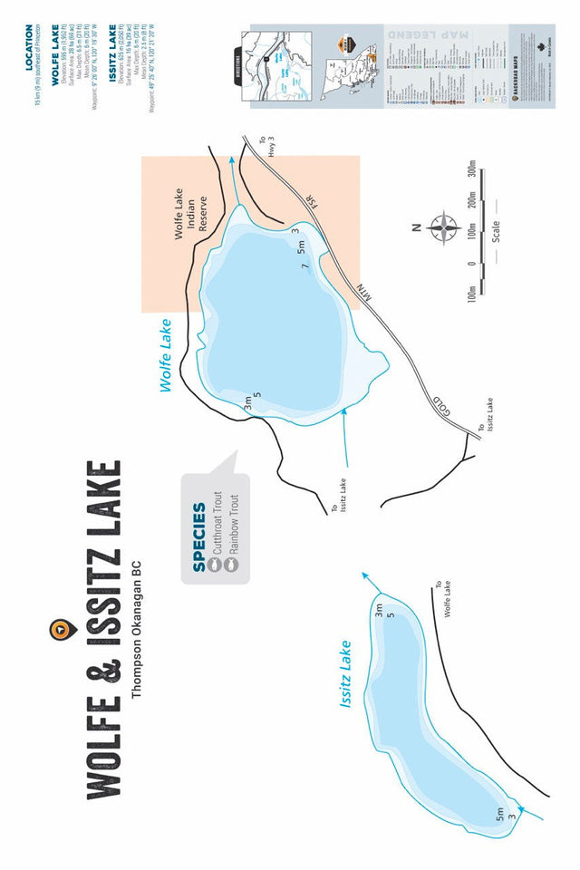 FTOBC212 Wolfe & Issitz Lakes - Wall Map - Backroad Maps