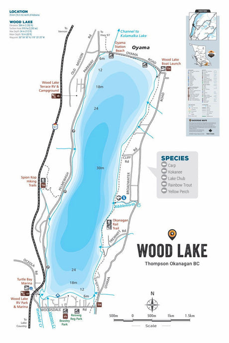 FTOBC213 Wood Lake - Wall Map - Backroad Maps