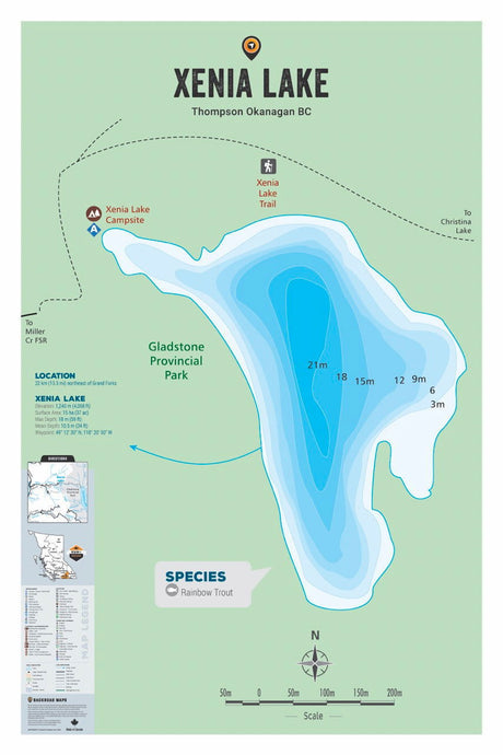 FTOBC214 Xenia Lake - Wall Map - Backroad Maps