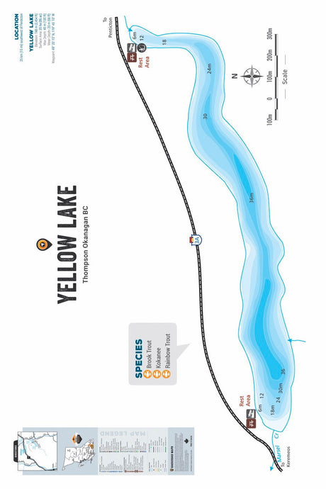 FTOBC215 Yellow Lake - Wall Map - Backroad Maps