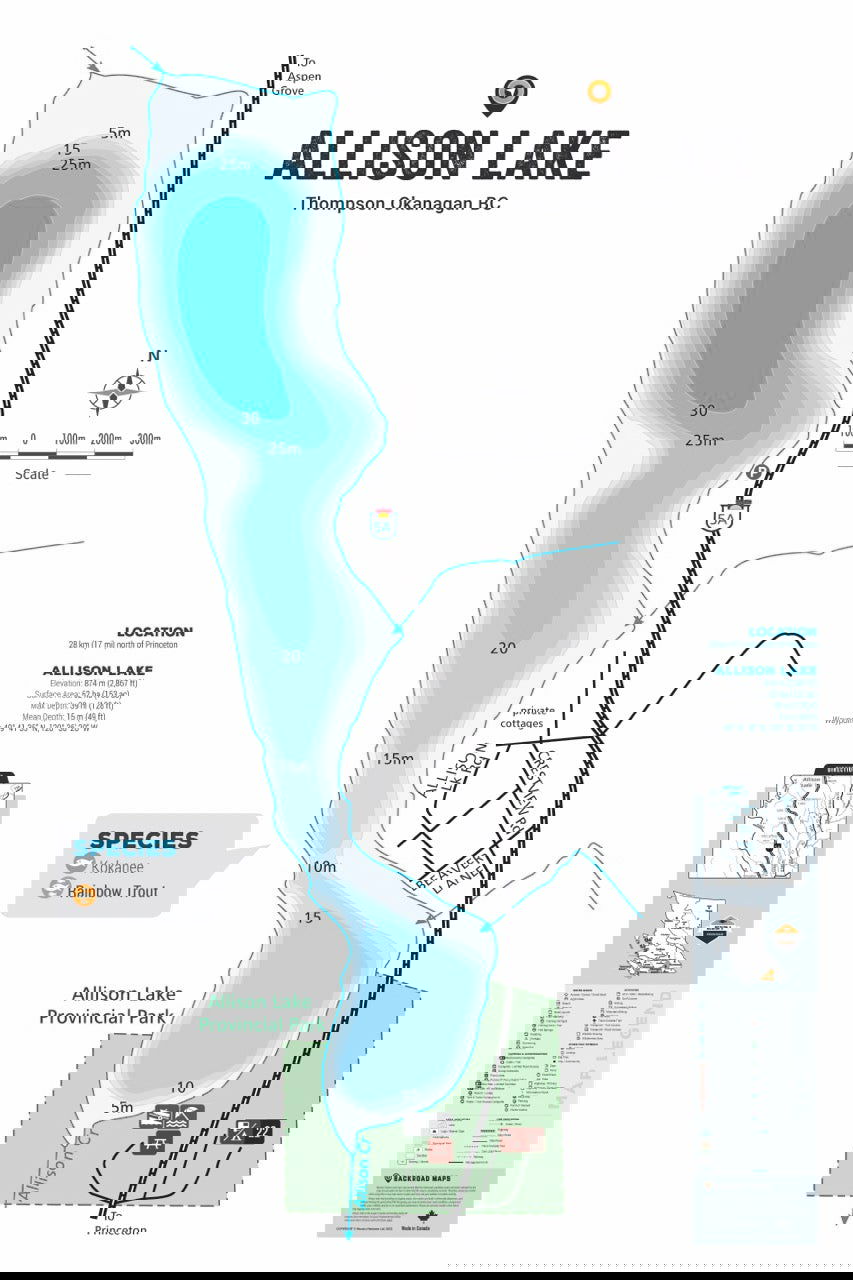 FTOBC25 Allison Lake - Wall Map - Backroad Maps