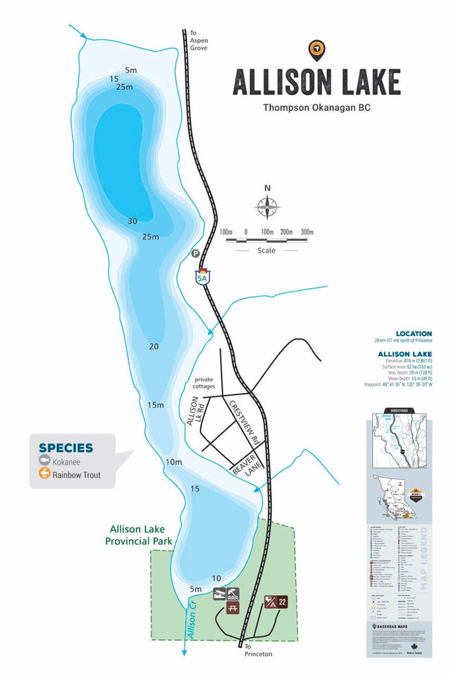 FTOBC25 Allison Lake - Wall Map - Backroad Maps