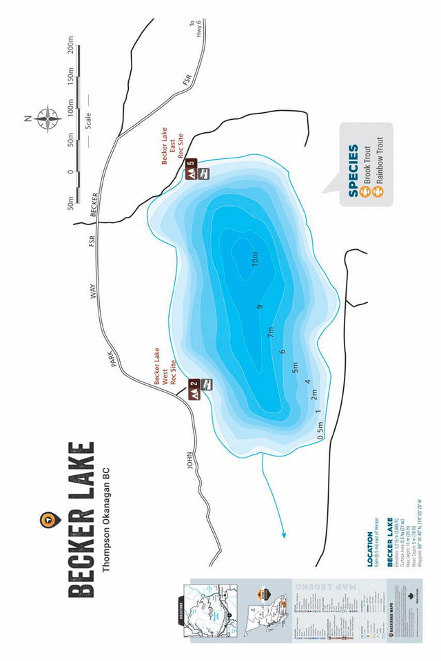 FTOBC28 Becker Lake - Wall Map - Backroad Maps