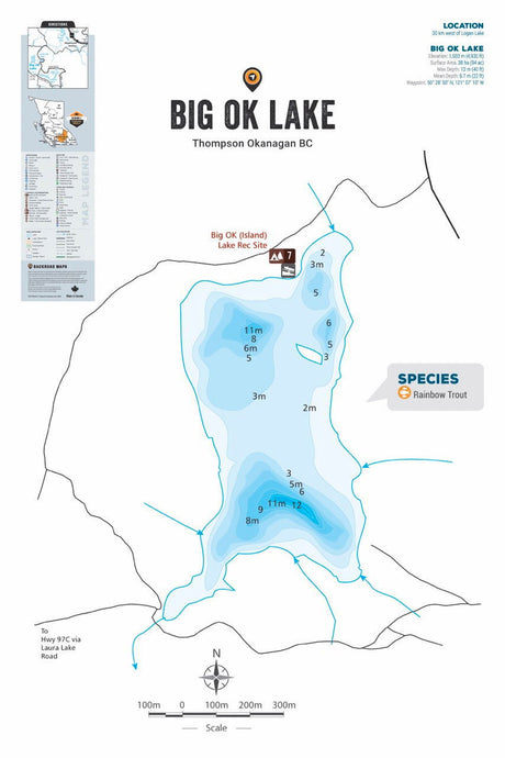 FTOBC29 Big OK Lake - Wall Map - Backroad Maps