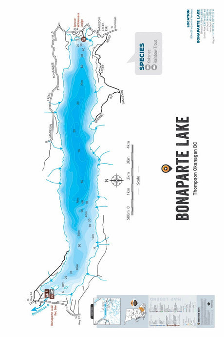FTOBC35 Bonaparte Lake - Wall Map - Backroad Maps
