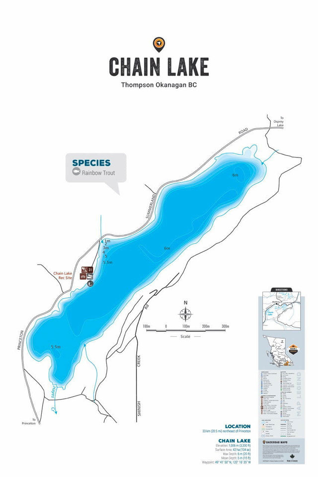 FTOBC41 Chain Lake - Wall Map - Backroad Maps