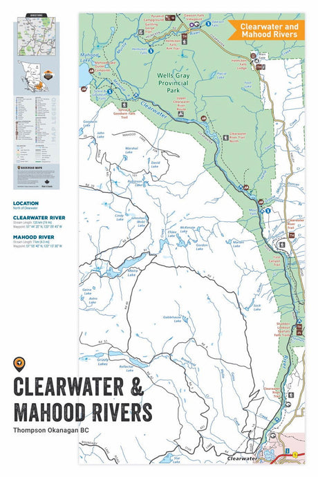 FTOBC43 Clearwater & Mahood Rivers - Wall Map - Backroad Maps