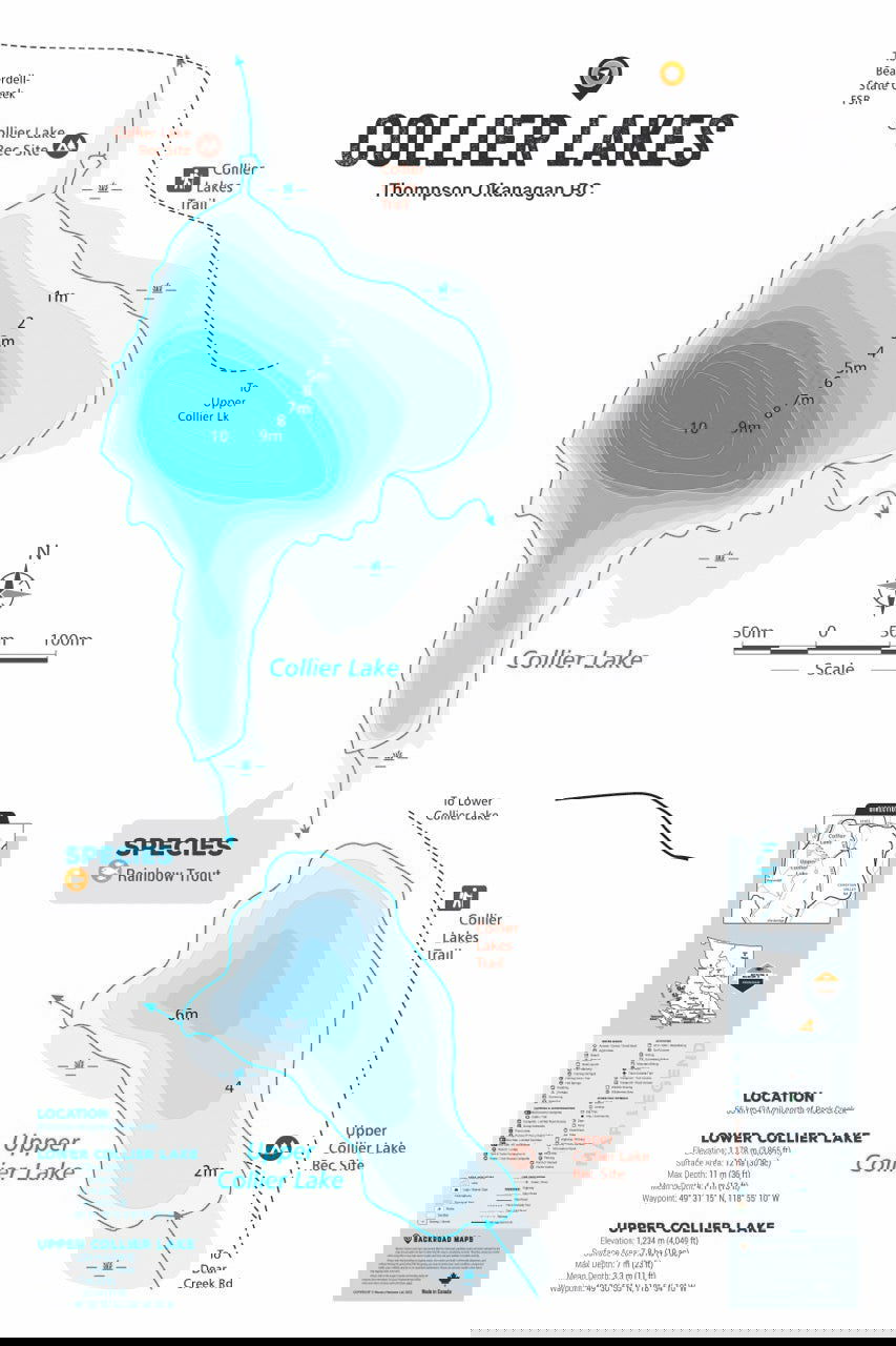 FTOBC45 Collier Lakes - Wall Map - Backroad Maps