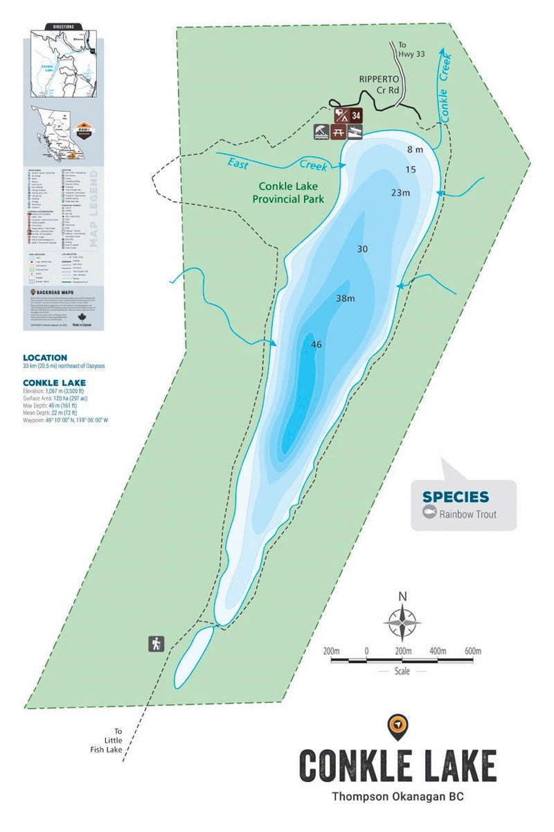 FTOBC46 Conkle Lake - Wall Map – Backroad Maps