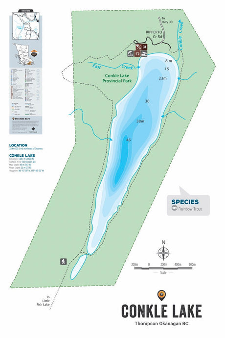 FTOBC46 Conkle Lake - Wall Map - Backroad Maps
