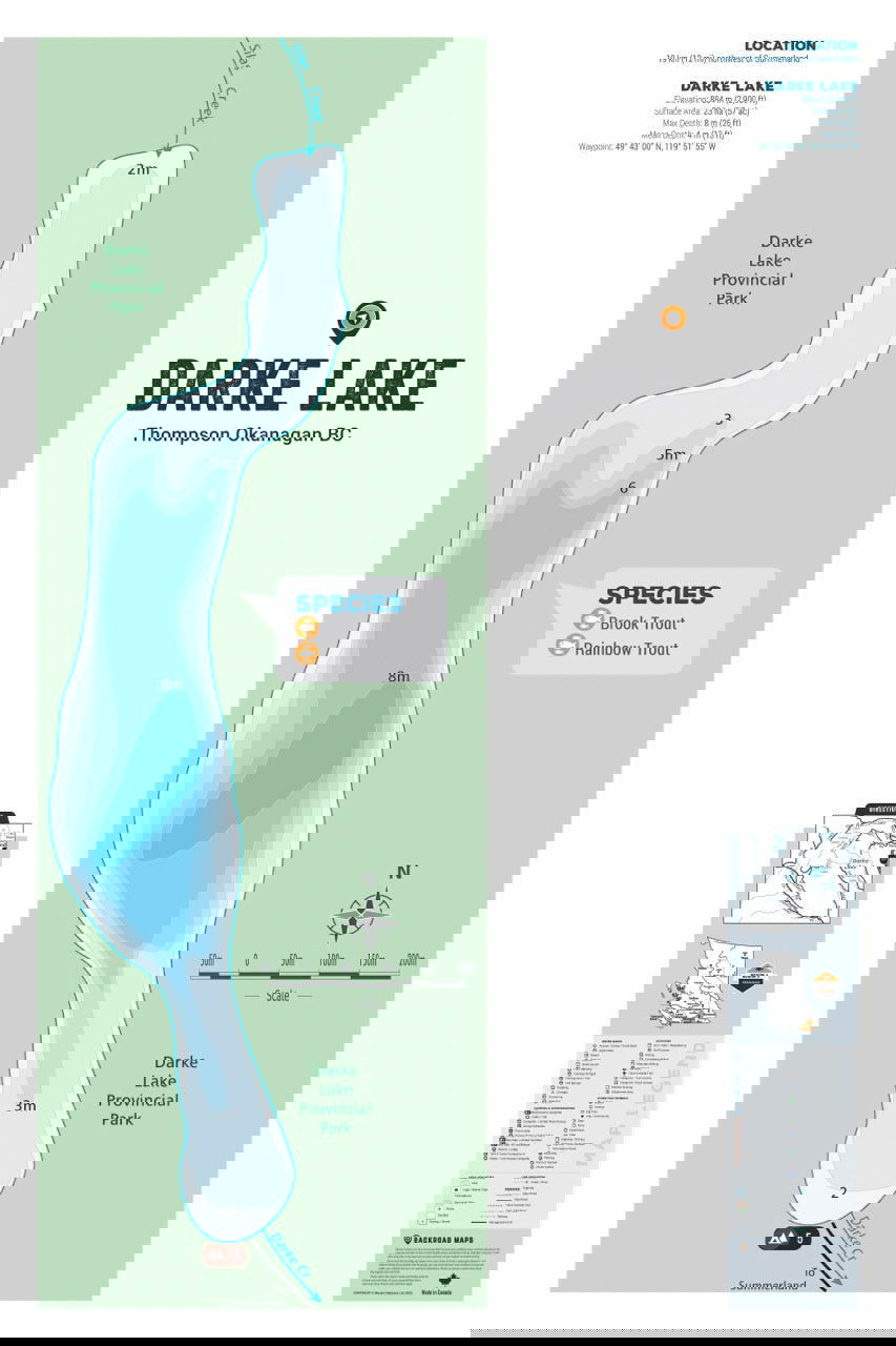 FTOBC50 Darke Lake - Wall Map - Backroad Maps