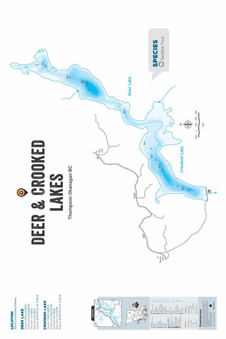 FTOBC55 Deer & Crooked Lakes - Wall Map - Backroad Maps