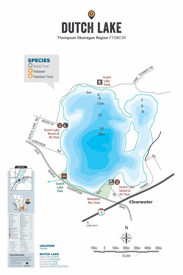 FTOBC59 Dutch Lake - Wall Map - Backroad Maps