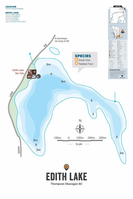 FTOBC62 Edith Lake - Wall Map - Backroad Maps