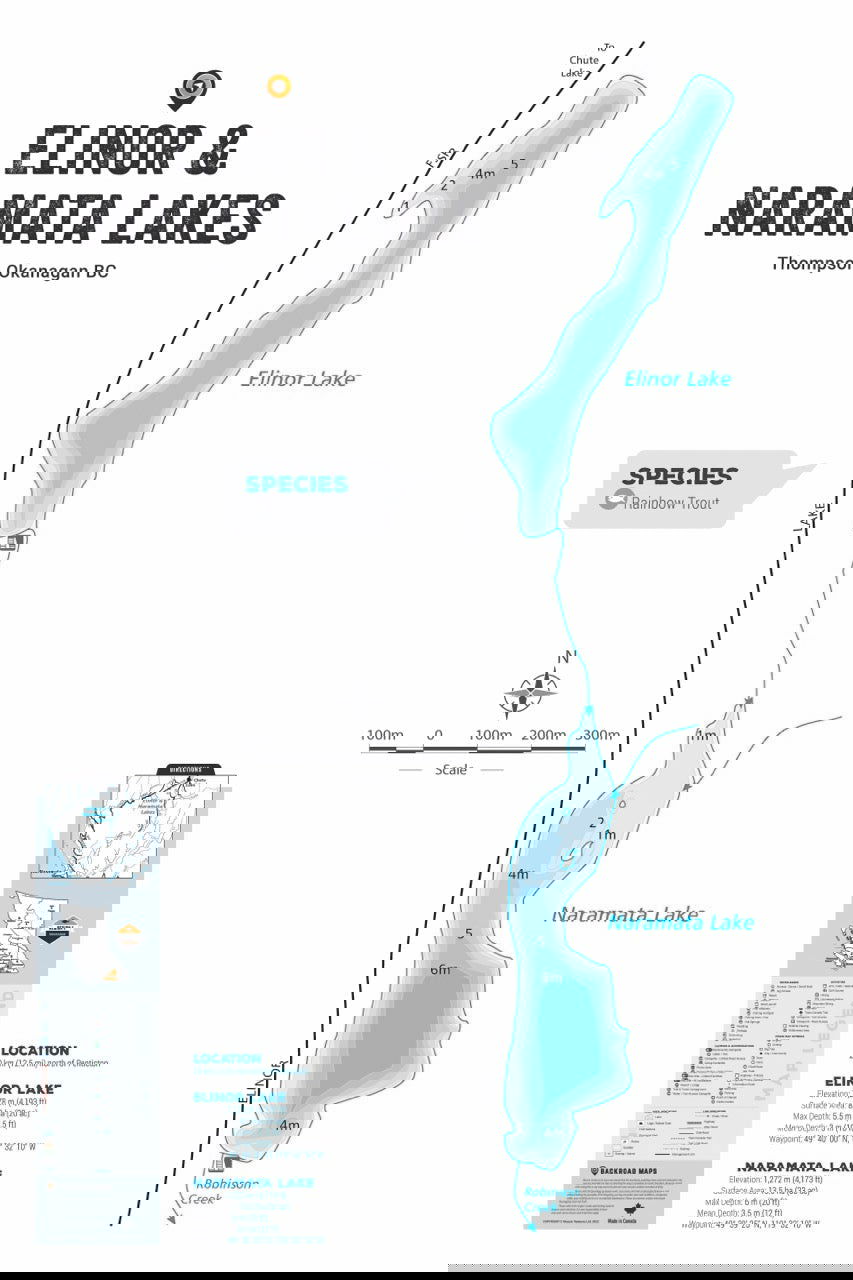 FTOBC63 Elinor & Naramata Lakes - Wall Map - Backroad Maps