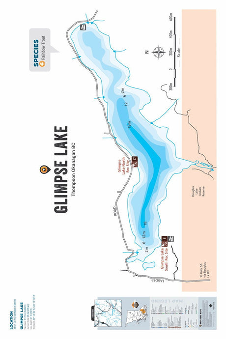 FTOBC69 Glimpse Lake - Wall Map - Backroad Maps