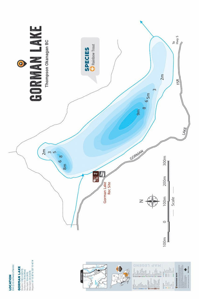 FTOBC70 Gorman Lake - Wall Map - Backroad Maps