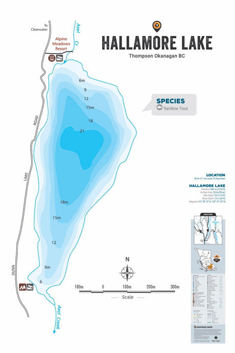 FTOBC74 Hallamore Lake - Wall Map - Backroad Maps