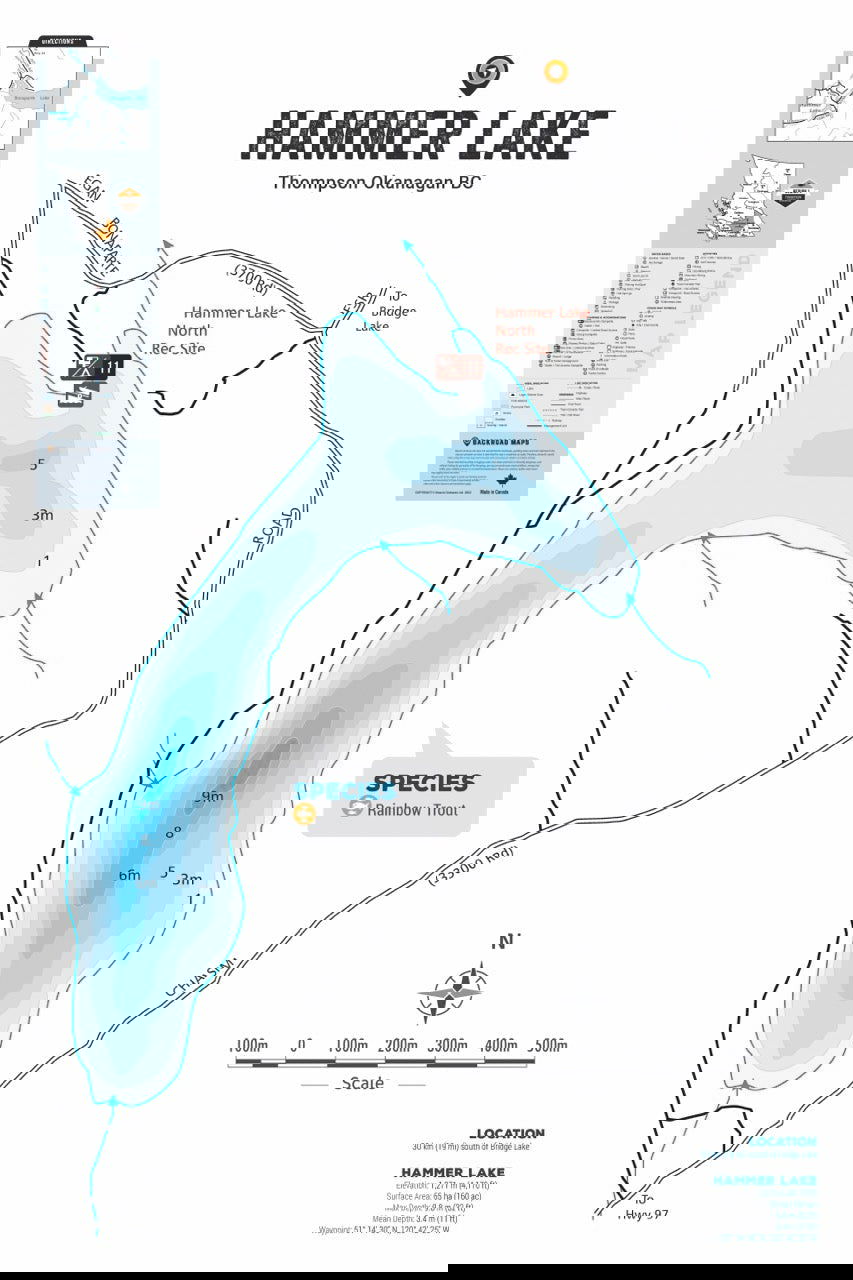 FTOBC75 Hammer Lake - Wall Map - Backroad Maps