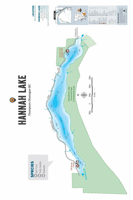 FTOBC76 Hannah Lake - Wall Map - Backroad Maps