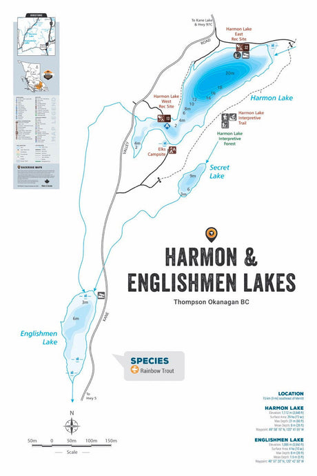 FTOBC78 Harmon & Englishmen Lakes - Wall Map - Backroad Maps