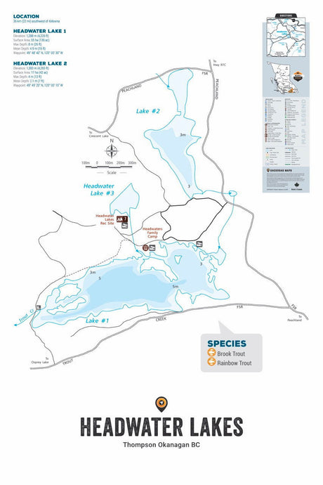 FTOBC81 Headwater Lakes - Wall Map - Backroad Maps