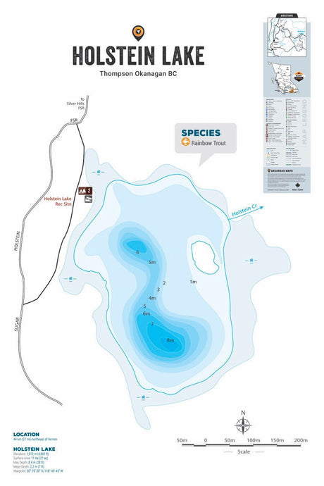 FTOBC85 Holstein Lake - Wall Map - Backroad Maps