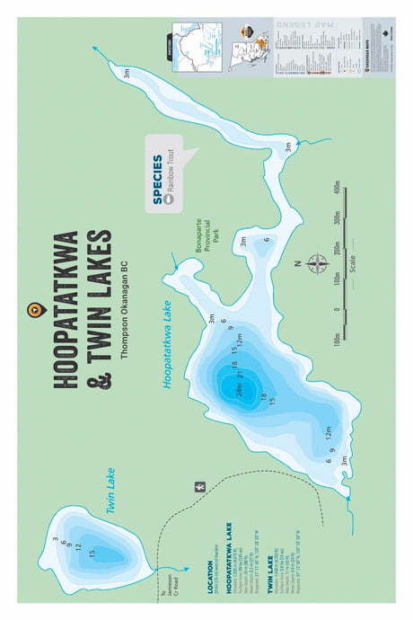 FTOBC88 Hoopatatkwa & Twin Lakes - Wall Map - Backroad Maps