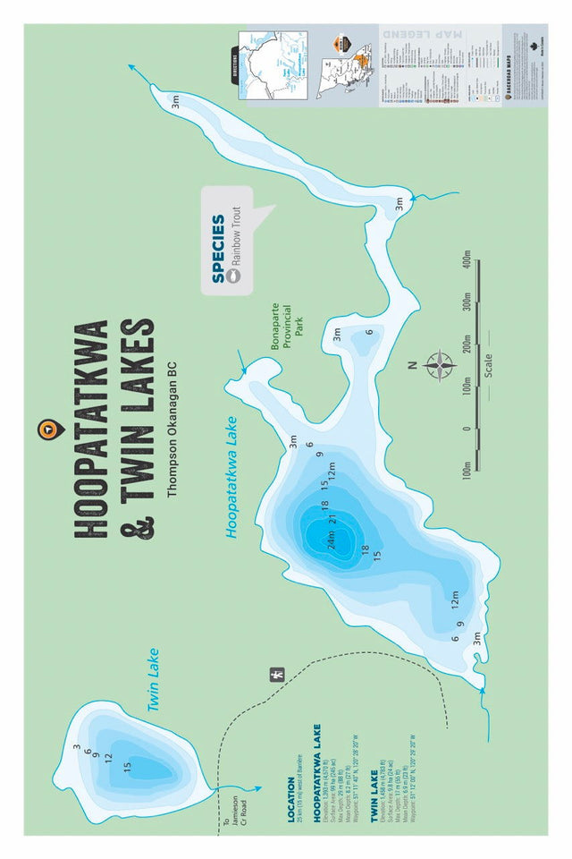 FTOBC88 Hoopatatkwa & Twin Lakes - Wall Map - Backroad Maps