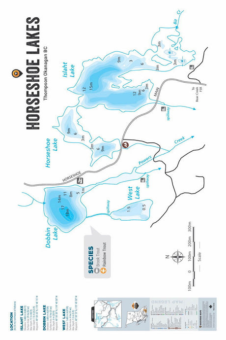 FTOBC89 Horseshoe Lakes - Wall Map - Backroad Maps