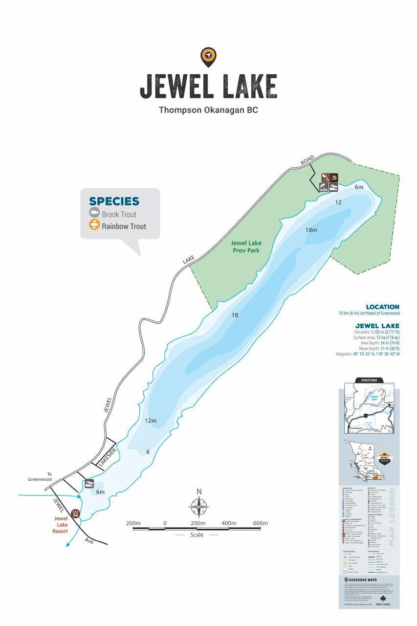 FTOBC97 Jewel Lake - Wall Map - Backroad Maps