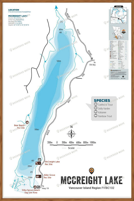 FVIBC102 McCreight Lake - Wall Map - Backroad Maps