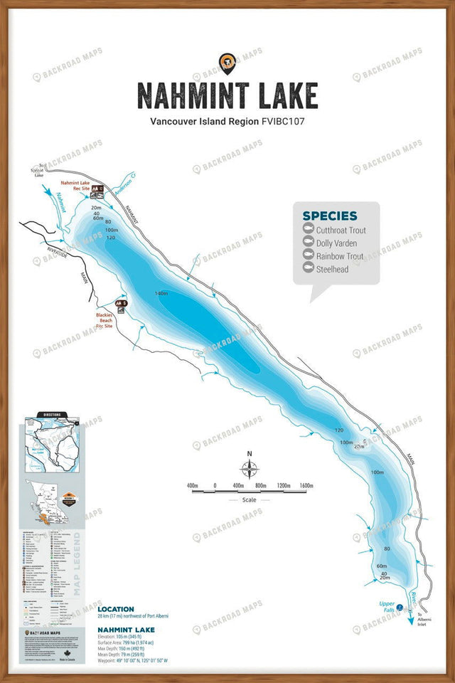 FVIBC107 Nahmint Lake - Wall Map - Backroad Maps