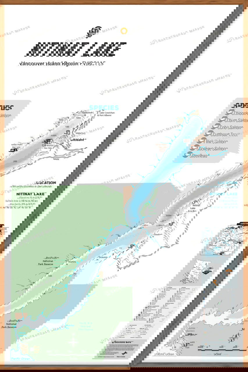 FVIBC115 Nitinat Lake - Wall Map - Backroad Maps