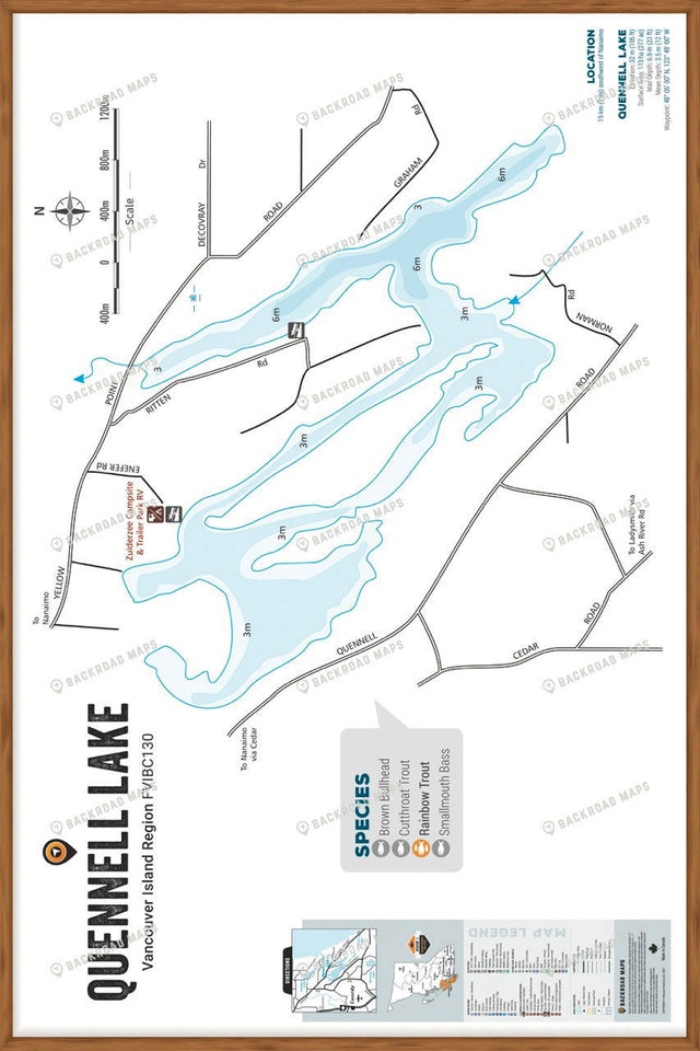 FVIBC130 Quennell Lake - Wall Map - Backroad Maps