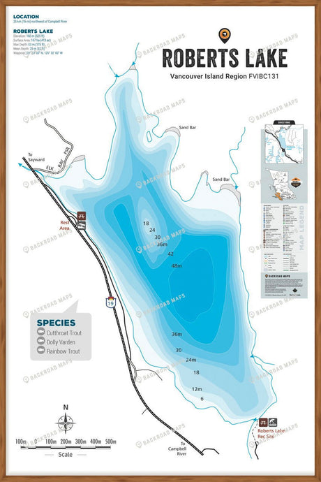 FVIBC131 Roberts Lake - Wall Map - Backroad Maps