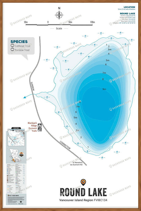FVIBC134 Round Lake - Wall Map - Backroad Maps