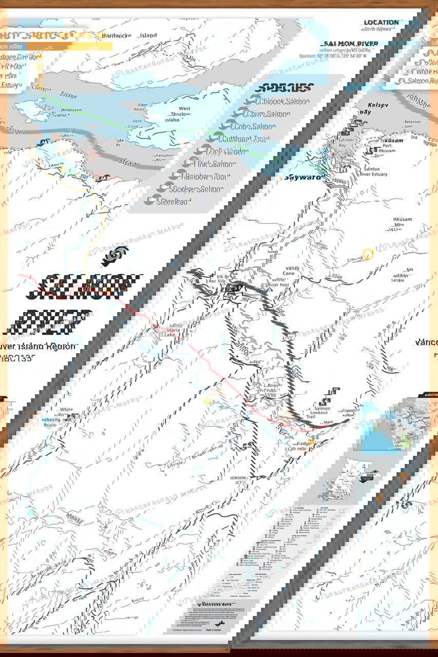 FVIBC135 Salmon River - Wall Map - Backroad Maps