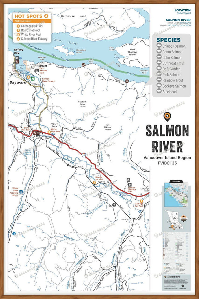 FVIBC135 Salmon River - Wall Map - Backroad Maps