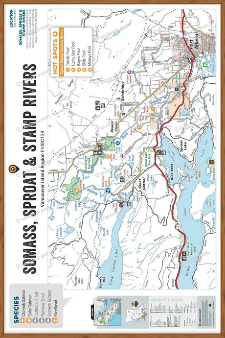 FVIBC139 Somass, Sproat & Stamp Rivers - Wall Map - Backroad Maps